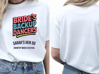 Personalised Hen Weekender Tee — white tee, front and back view