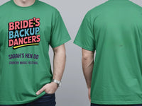 Personalised Hen Weekender Tee — irish green tee, front and back view