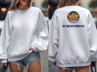 Personalised Hen Weekender Tee — white sweatshirt, front and back view