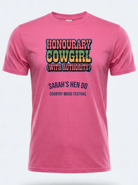 Personalised Country Weekender Tee — pink tee, front view