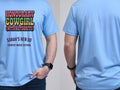 Personalised Country Weekender Tee — carolina blue tee, front and back view
