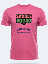 Personalised Country Weekender Tee — pink tee, front view