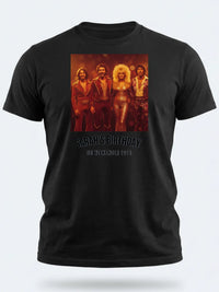 Vinyl Cover Tee — We Love the 70s Weekender Custom Photo T-Shirt — black tee, front view