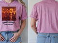 Vinyl Cover Tee — We Love the 70s Weekender Custom Photo T-Shirt — azalea tee, front and back view