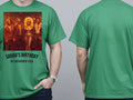 Vinyl Cover Tee — We Love the 70s Weekender Custom Photo T-Shirt — irish green tee, front and back view
