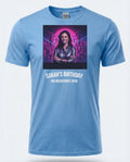 VHS Hero Tee — Ultimate 80s Weekender Custom Photo T-Shirt — carolina blue tee