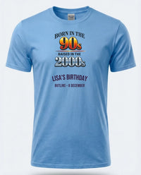 Personalised 90s Tee — carolina blue tee