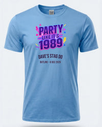 Personalised 80s Tee — carolina blue tee