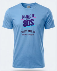 Personalised 80s Tee — carolina blue tee