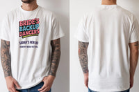 Personalised Hen Weekender Tee — natural tee, front and back view