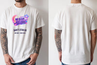 Personalised 80s Tee — natural tee, front and back view