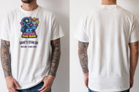 Personalised 80s Tee — natural tee, front and back view