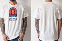 Personalised 80s Tee — natural tee, front and back view