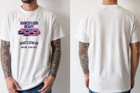 Personalised 80s Tee — natural tee, front and back view