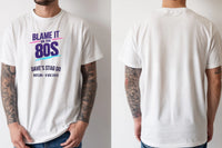 Personalised 80s Tee — natural tee, front and back view