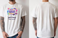 Personalised 80s Tee — natural tee, front and back view