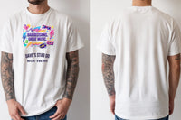 Personalised 80s Tee — natural tee, front and back view