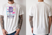 Personalised 80s Tee — natural tee, front and back view
