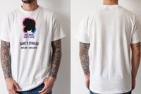 Personalised 80s Tee — natural tee, front and back view