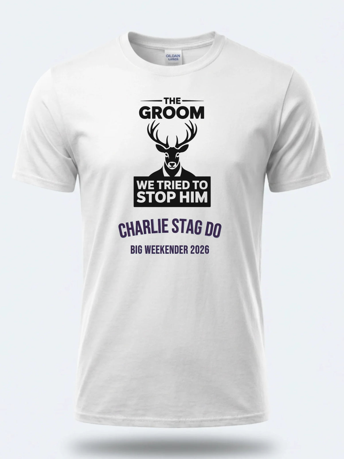Personalised Weekender Unisex Tee — white tee, front view