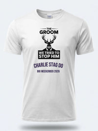 Personalised Weekender Unisex Tee — white tee, front view
