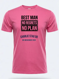 Personalised Weekender Unisex Tee — pink tee, front view
