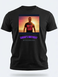 Sunset Set Tee — We Love Ibiza Weekender Custom Photo T-Shirt — black tee, front view