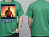 Sunset Set Tee — We Love Ibiza Weekender Custom Photo T-Shirt — irish green tee, front and back view