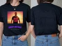 Sunset Set Tee — We Love Ibiza Weekender Custom Photo T-Shirt — black tee, front and back view