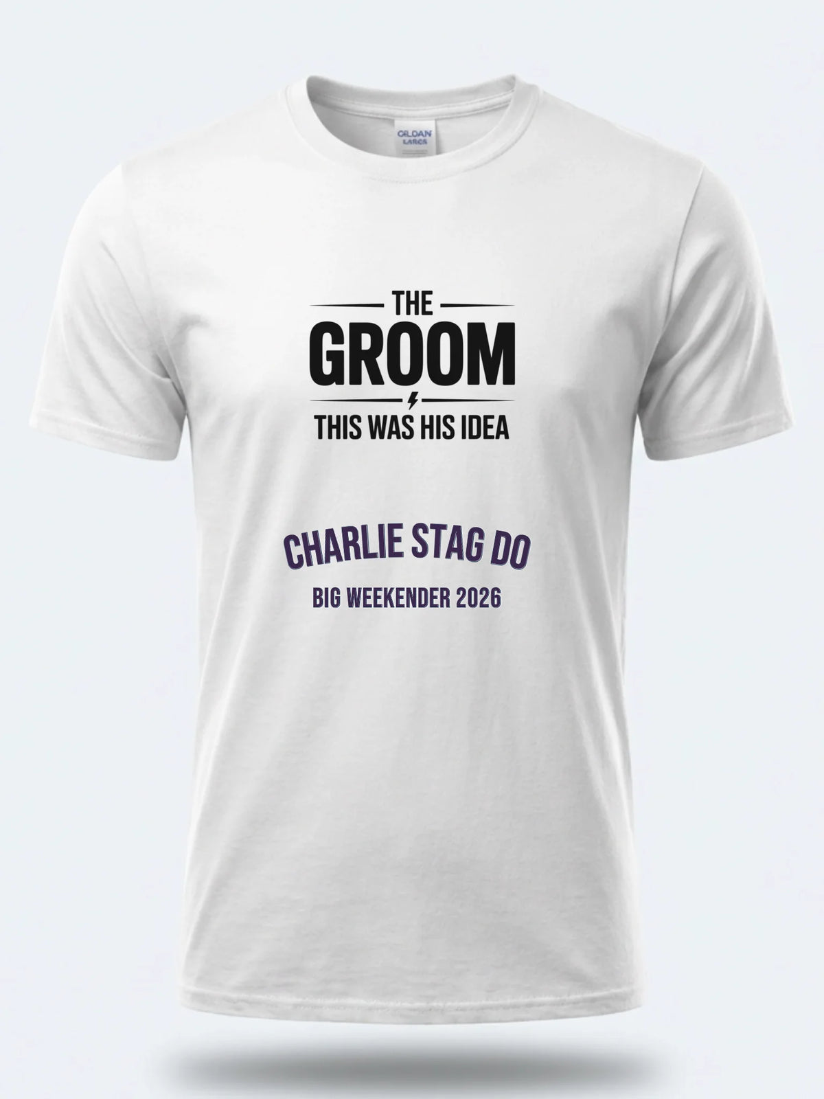 Personalised Weekender Unisex Tee — white tee, front view