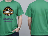 Personalised Weekender Unisex Tee — irish green tee, front and back view