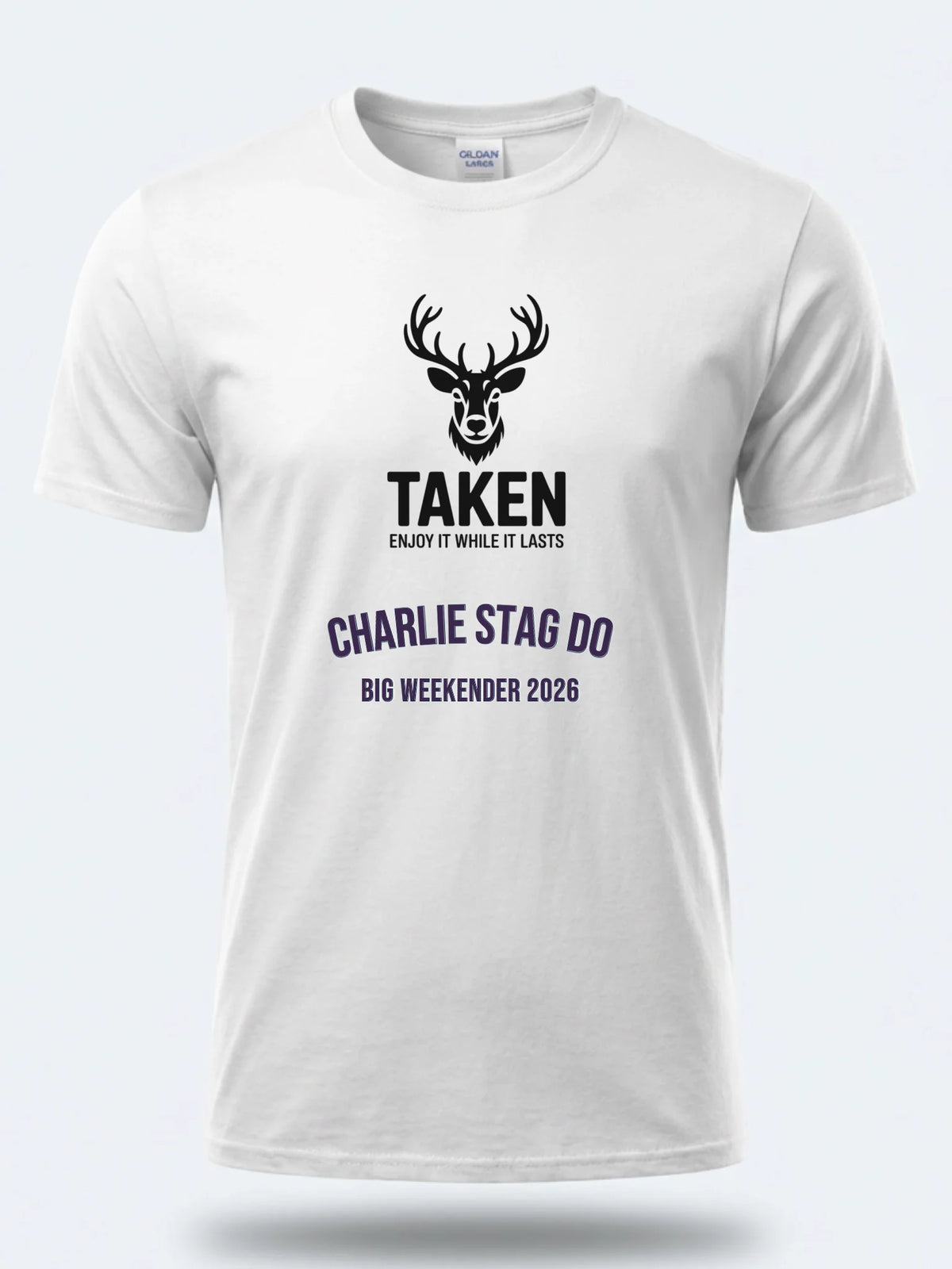 Personalised Weekender Unisex Tee — white tee, front view