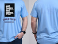 Personalised Weekender Unisex Tee — carolina blue tee, front and back view