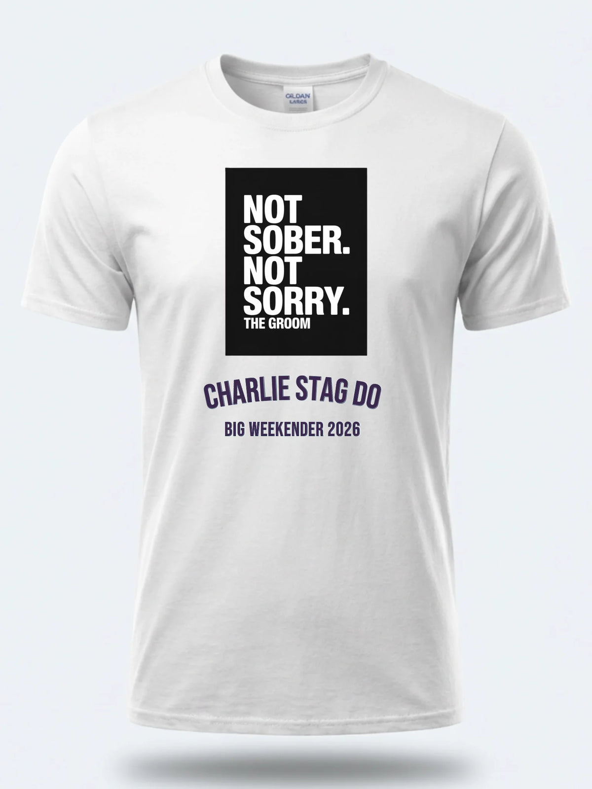 Personalised Weekender Unisex Tee — white tee, front view