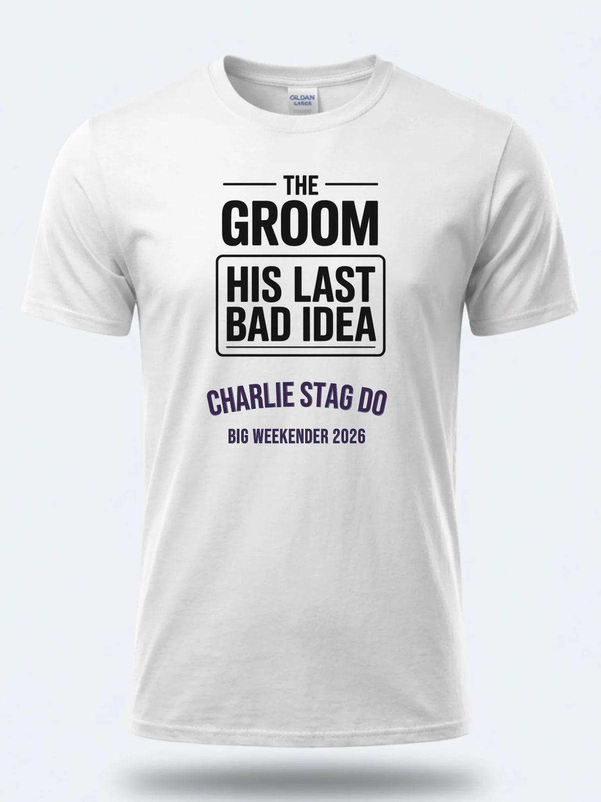 Personalised Weekender Unisex Tee — white tee, front view