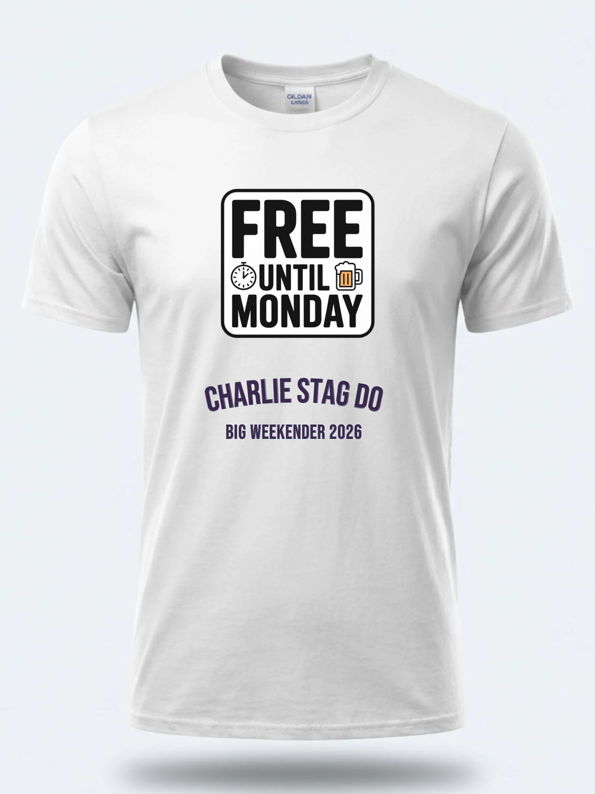 Personalised Weekender Unisex Tee — white tee, front view