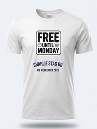 Personalised Weekender Unisex Tee — white tee, front view