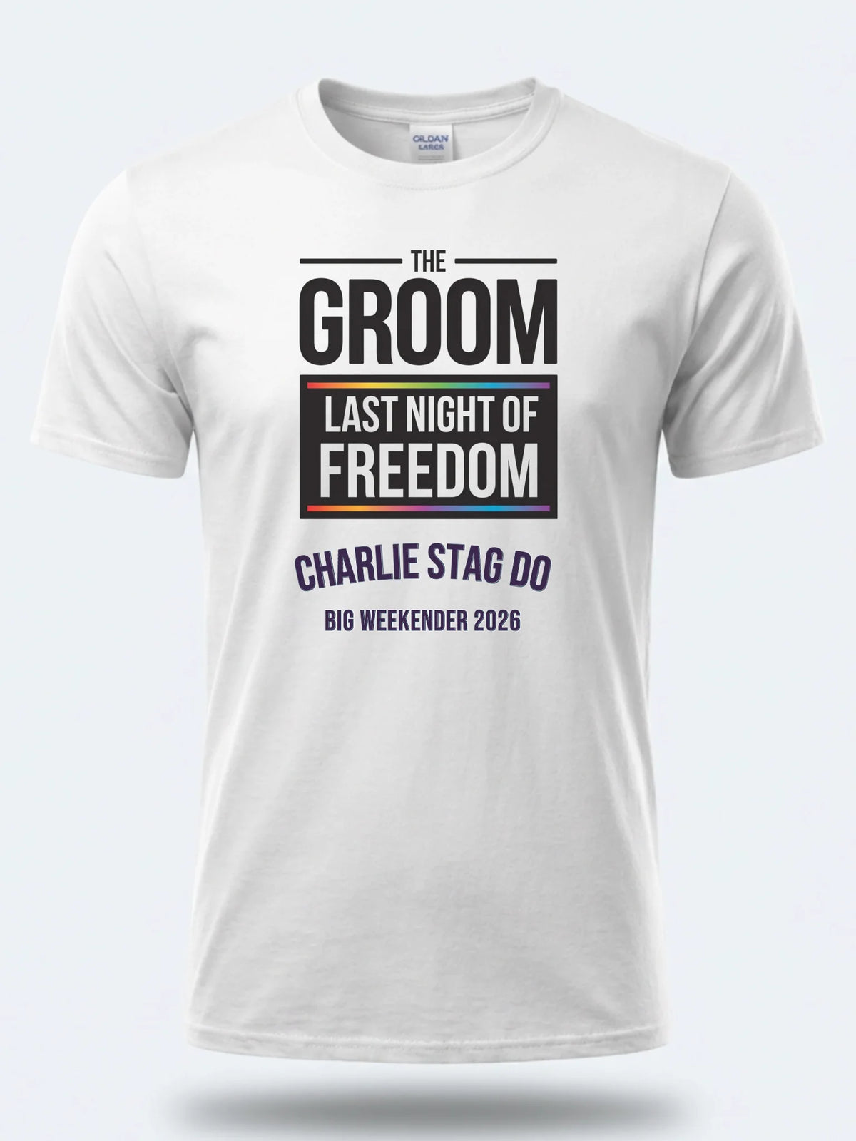 Personalised Weekender Unisex Tee — white tee, front view