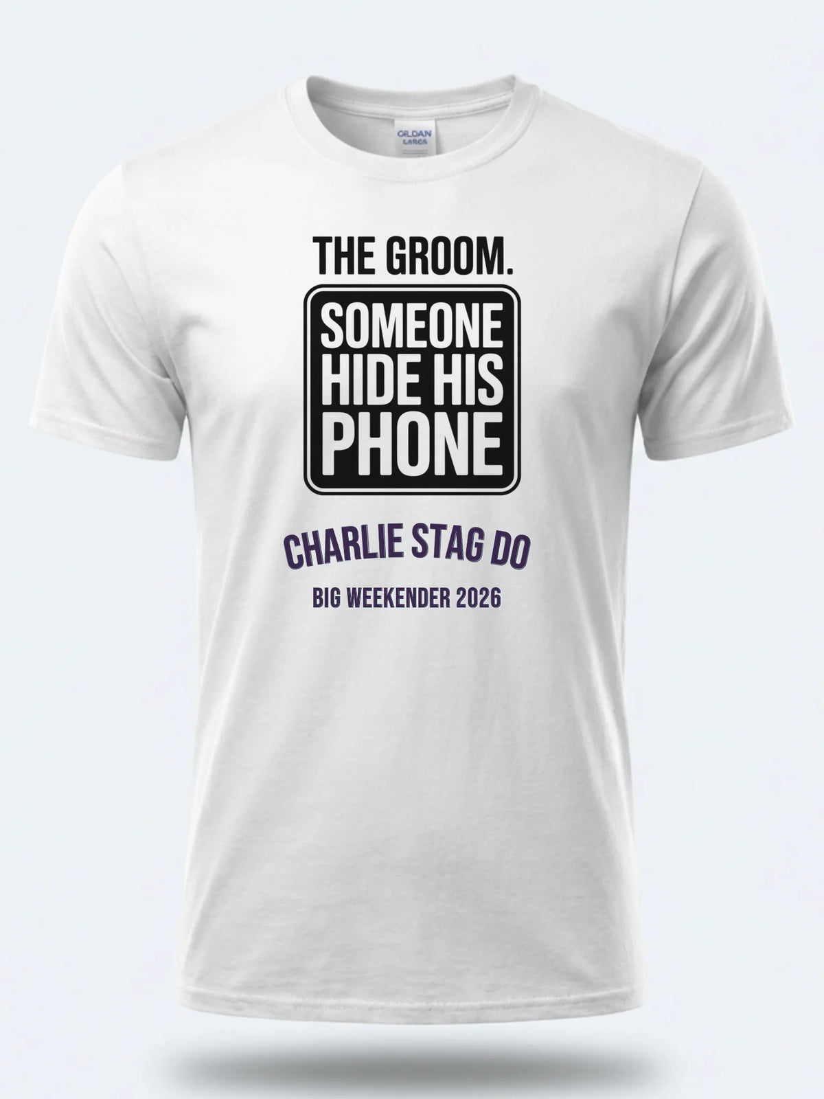 Personalised Weekender Unisex Tee — white tee, front view