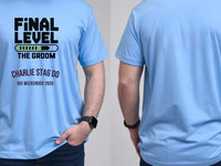 Personalised Weekender Unisex Tee — carolina blue tee, front and back view