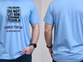Personalised Weekender Unisex Tee — carolina blue tee, front and back view