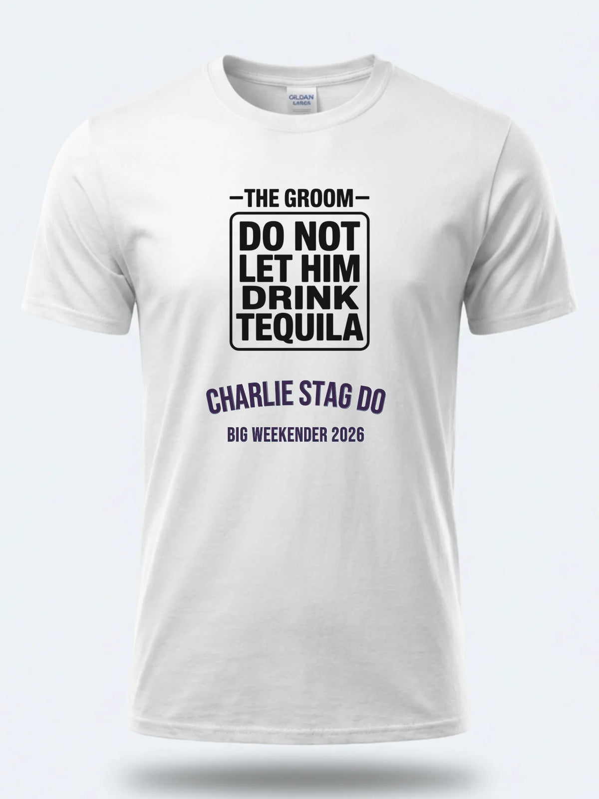 Personalised Weekender Unisex Tee — white tee, front view