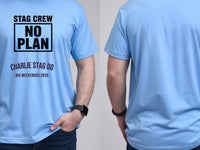 Personalised Weekender Unisex Tee — carolina blue tee, front and back view