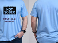 Personalised Weekender Unisex Tee — carolina blue tee, front and back view