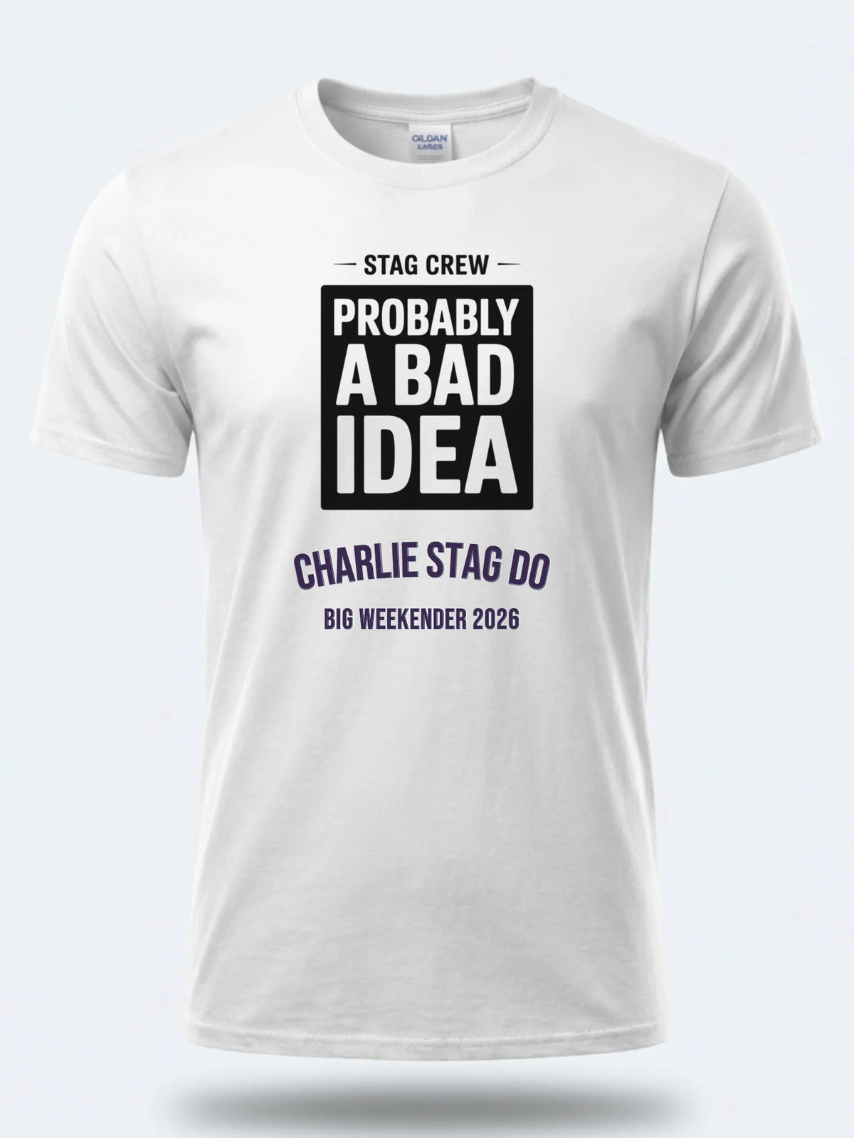 Personalised Weekender Unisex Tee — white tee, front view
