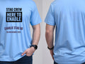 Personalised Weekender Unisex Tee — carolina blue tee, front and back view