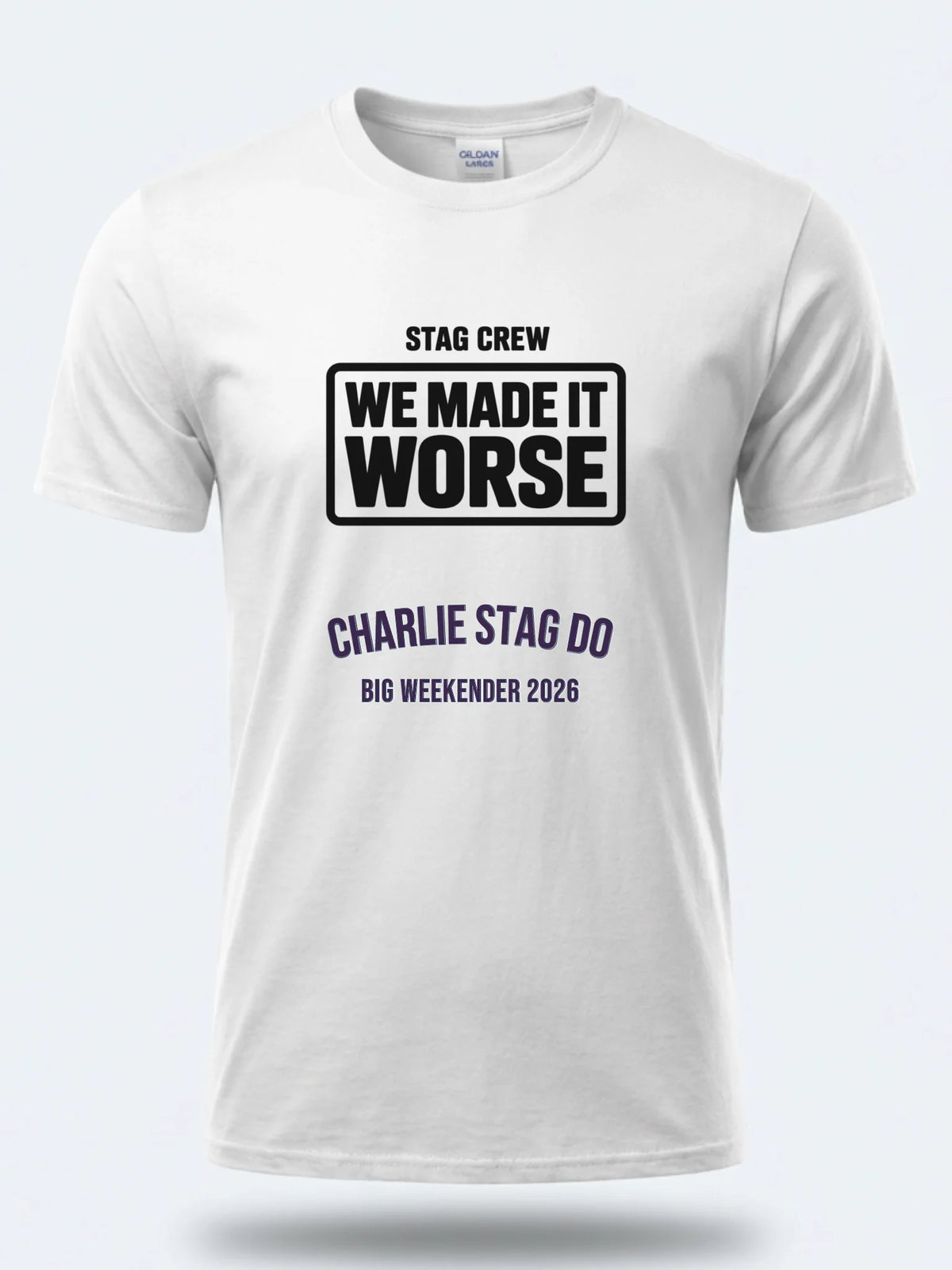 Personalised Weekender Unisex Tee — white tee, front view