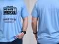 Personalised Weekender Unisex Tee — carolina blue tee, front and back view