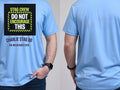 Personalised Weekender Unisex Tee — carolina blue tee, front and back view