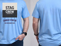 Personalised Weekender Unisex Tee — carolina blue tee, front and back view